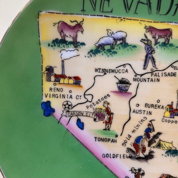 Nevada State Handpainted Ceramic Collectible Decorative Souvenir Plate 8 inches - Picture 3 of 8